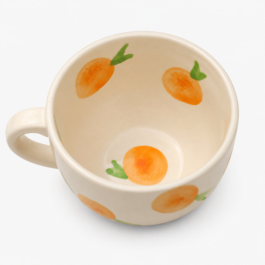 Aesthetic Orange Fruit Print Ceramic Coffee Mug for Tea & Coffee