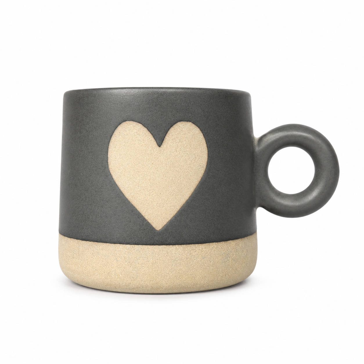 Premium Matte Grey Heart Ceramic Coffee Mug with Round Handle for Tea, Coffee, Milk, Home, Office & Gifting