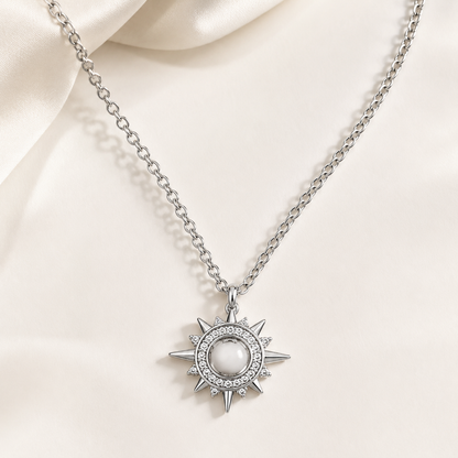 Celestial Radiance Silver-Tone Stainless Steel Sunburst Pendant Necklace for Women & Girls | Elegant Daily Wear, Party Wear and Gifting Jewellery
