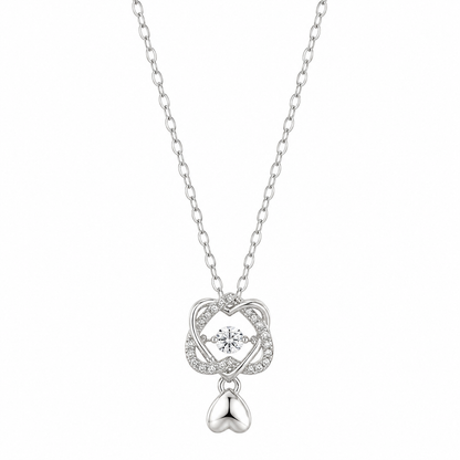 Eternal Spark Crystal Love-Knot Heart Pendant Necklace for Women & Girls | Premium Silver-Tone Stainless Steel Statement Jewellery for Daily Wear, Party Wear & Gifting