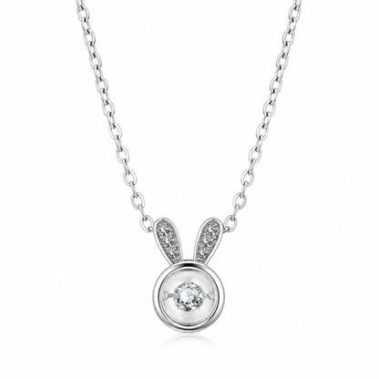 Luna Bunny Spark Crystal Pendant Necklace for Women & Girls | Premium Silver-Tone Stainless Steel Rabbit Ear Necklace for Daily Wear, Party Wear & Gifting
