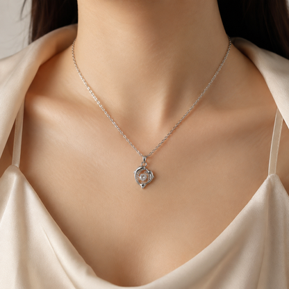 Eternal Ocean Love Dancing Crystal Dolphin Heart Pendant Necklace for Women & Girls | Premium Silver-Tone Stainless Steel Couple Dolphin Jewellery for Daily Wear, Party Wear & Gifting
