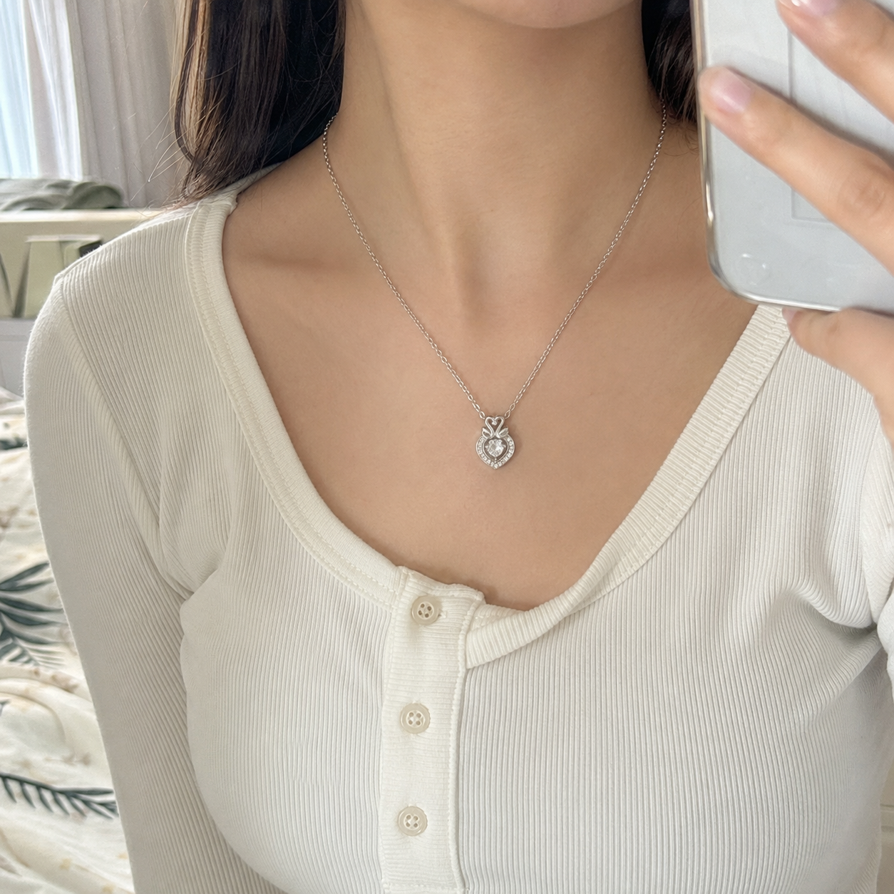 Premium Silver-Toned Swan Heart Pendant Necklace for Women & Girls | Sparkling Crystal-Studded Love Heart Charm with Delicate Chain | Elegant Fashion Jewellery for Party, Wedding, Anniversary, Birthday & Gifting