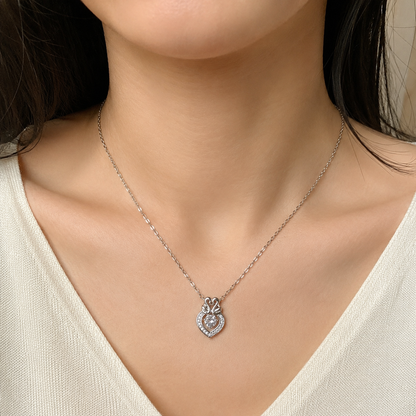 Premium Silver-Toned Swan Heart Pendant Necklace for Women & Girls | Sparkling Crystal-Studded Love Heart Charm with Delicate Chain | Elegant Fashion Jewellery for Party, Wedding, Anniversary, Birthday & Gifting