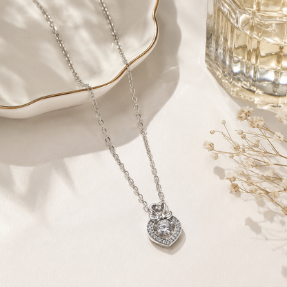 Premium Silver-Toned Swan Heart Pendant Necklace for Women & Girls | Sparkling Crystal-Studded Love Heart Charm with Delicate Chain | Elegant Fashion Jewellery for Party, Wedding, Anniversary, Birthday & Gifting