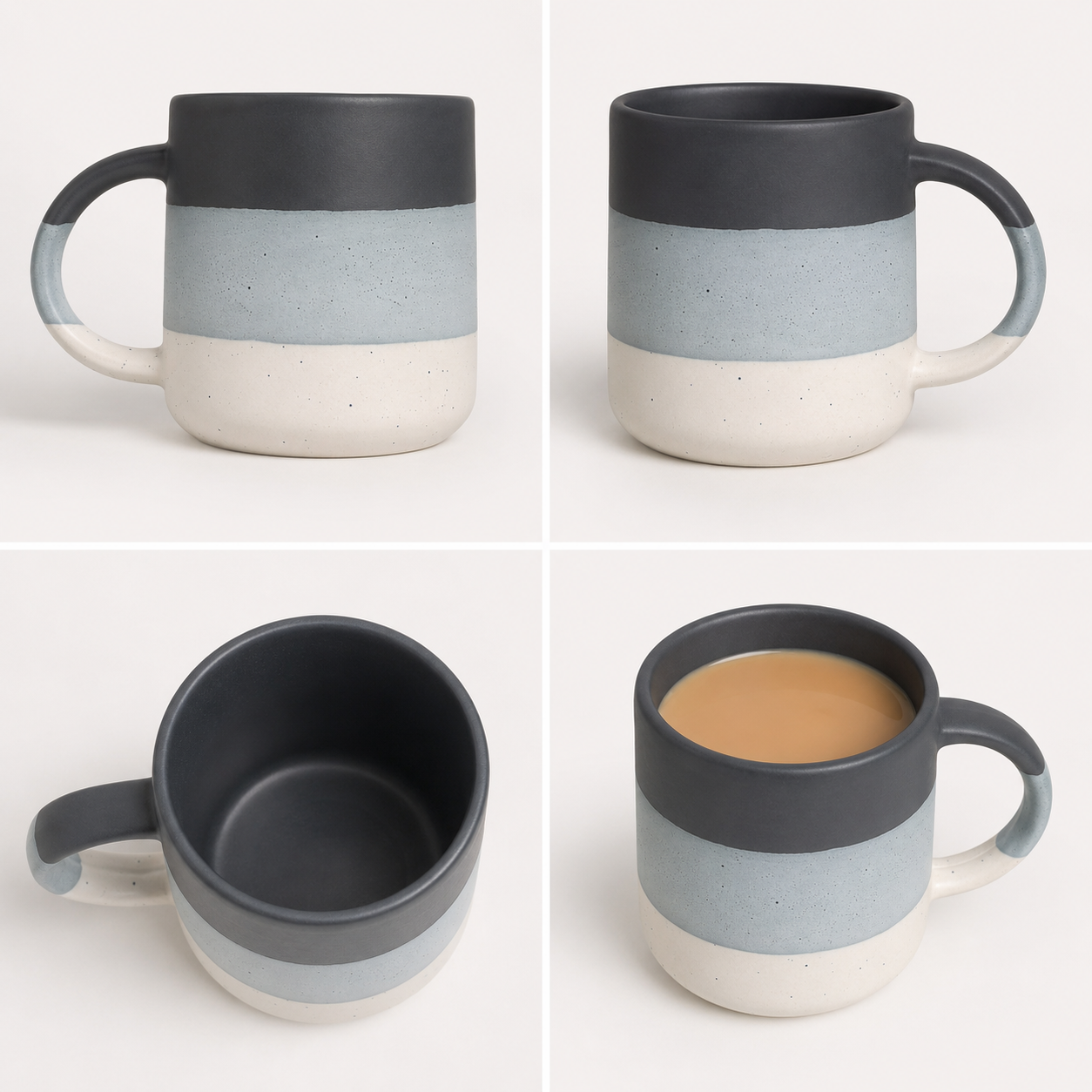 Premium Minimalist Tri-Tone Matte Ceramic Coffee Mug with Speckled Finish for Tea, Coffee, Milk, Home, Office & Gifting