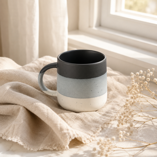 Premium Minimalist Tri-Tone Matte Ceramic Coffee Mug with Speckled Finish for Tea, Coffee, Milk, Home, Office & Gifting