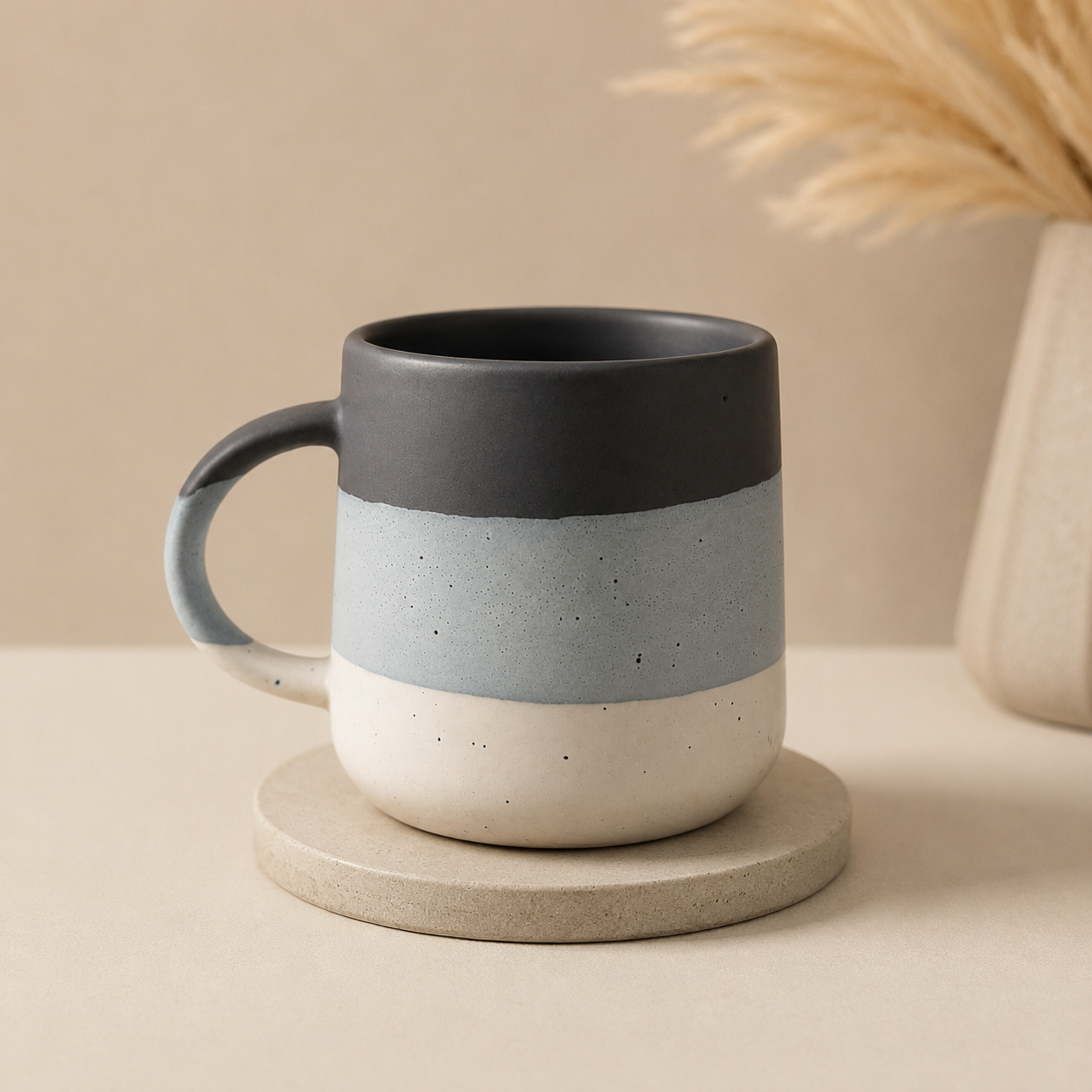 Premium Minimalist Tri-Tone Matte Ceramic Coffee Mug with Speckled Finish for Tea, Coffee, Milk, Home, Office & Gifting