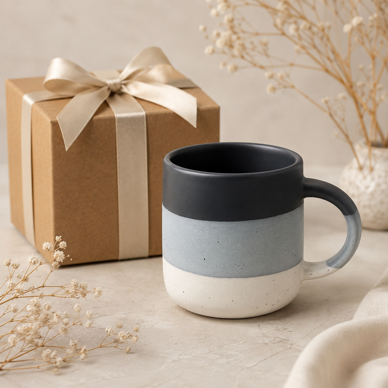 Premium Minimalist Tri-Tone Matte Ceramic Coffee Mug with Speckled Finish for Tea, Coffee, Milk, Home, Office & Gifting