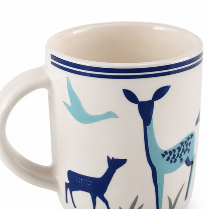 Blue Deer Print Ceramic Coffee Mug for Tea, Coffee, Milk & Gifting