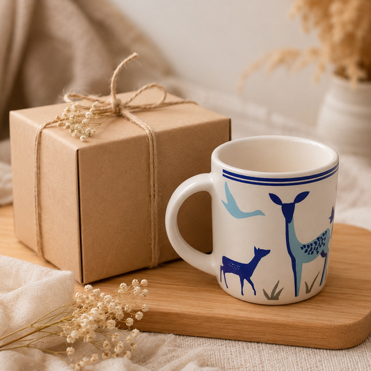 Blue Deer Print Ceramic Coffee Mug for Tea, Coffee, Milk & Gifting