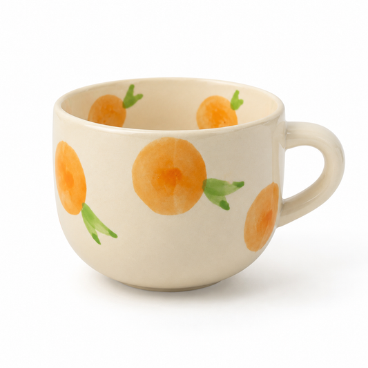 Aesthetic Orange Fruit Print Ceramic Coffee Mug for Tea & Coffee