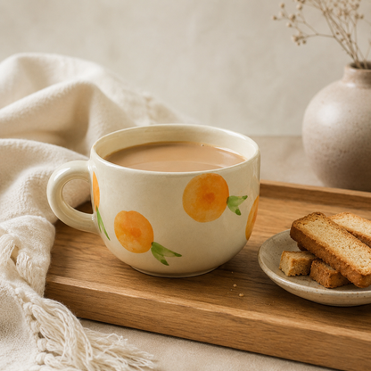 Aesthetic Orange Fruit Print Ceramic Coffee Mug for Tea & Coffee