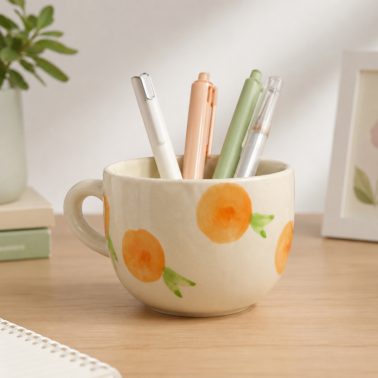 Aesthetic Orange Fruit Print Ceramic Coffee Mug for Tea & Coffee