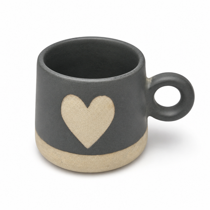 Premium Matte Grey Heart Ceramic Coffee Mug with Round Handle for Tea, Coffee, Milk, Home, Office & Gifting