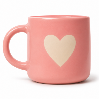 Coffee Mug, Pink Heart Design Ceramic Mug with Glossy Finish and Comfortable Handle, Tea & Coffee Mug for Women, Girls, Home, Office, Birthday & Valentine Gifting