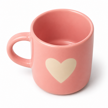 Coffee Mug, Pink Heart Design Ceramic Mug with Glossy Finish and Comfortable Handle, Tea & Coffee Mug for Women, Girls, Home, Office, Birthday & Valentine Gifting