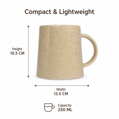 Coffee Mug, 400 ml Beige Speckled Ceramic Mug with Glossy Finish and Comfortable Handle, Tea & Coffee Mug for Home, Office & Gifting