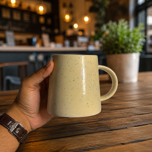 Coffee Mug, 400 ml Beige Speckled Ceramic Mug with Glossy Finish and Comfortable Handle, Tea & Coffee Mug for Home, Office & Gifting