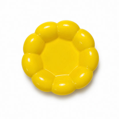 Coffee Cup and Saucer Set, Yellow Ceramic Tea Coffee Cup with Flower-Shaped Saucer, Glossy Ring Handle Cup for Women, Home, Office & Gifting