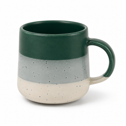 Coffee Mug, Green Tri-Tone Speckled Ceramic Mug with Comfortable Handle, Modern Tea & Coffee Mug for Men, Women, Home, Office & Gifting