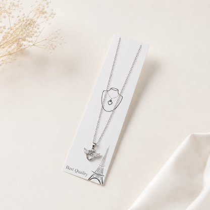Silver-Tone Winged Heart Crystal Pendant Necklace for Women & Girls | Elegant Chain for Daily Wear, Parties & Gifting