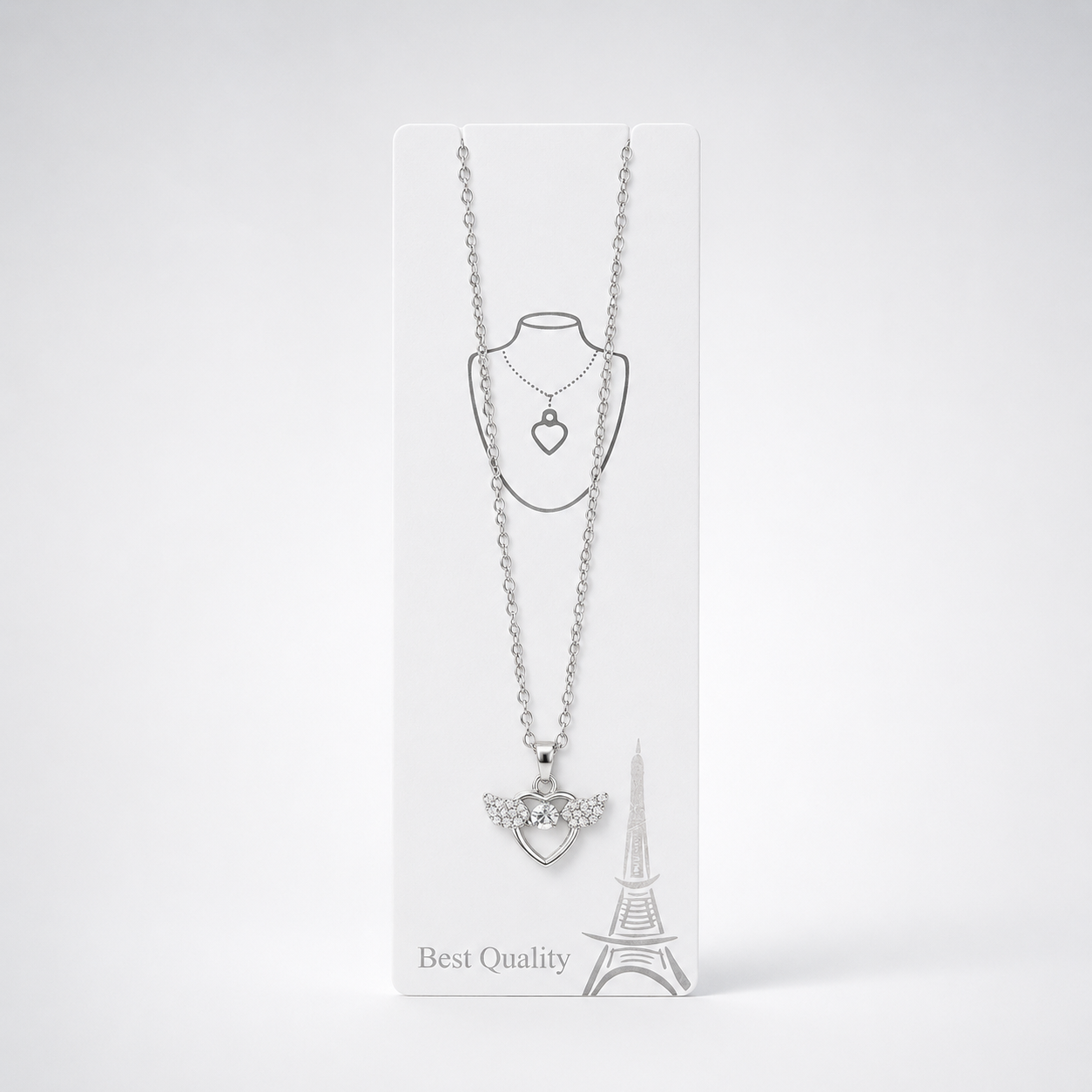 Silver-Tone Winged Heart Crystal Pendant Necklace for Women & Girls | Elegant Chain for Daily Wear, Parties & Gifting
