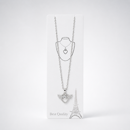 Silver-Tone Winged Heart Crystal Pendant Necklace for Women & Girls | Elegant Chain for Daily Wear, Parties & Gifting