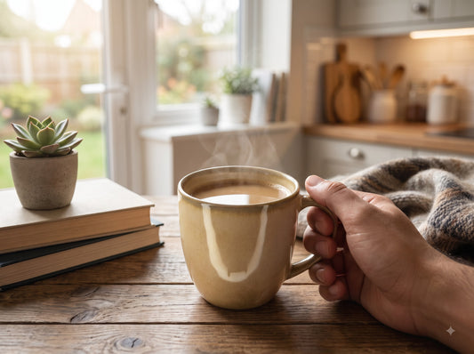 Ceramic Coffee Mug | Premium Reactive Glaze Tea & Coffee Cup | 300 ml Glossy Stoneware Mug for Home, Office, Café | Microwave & Dishwasher Safe | Beige