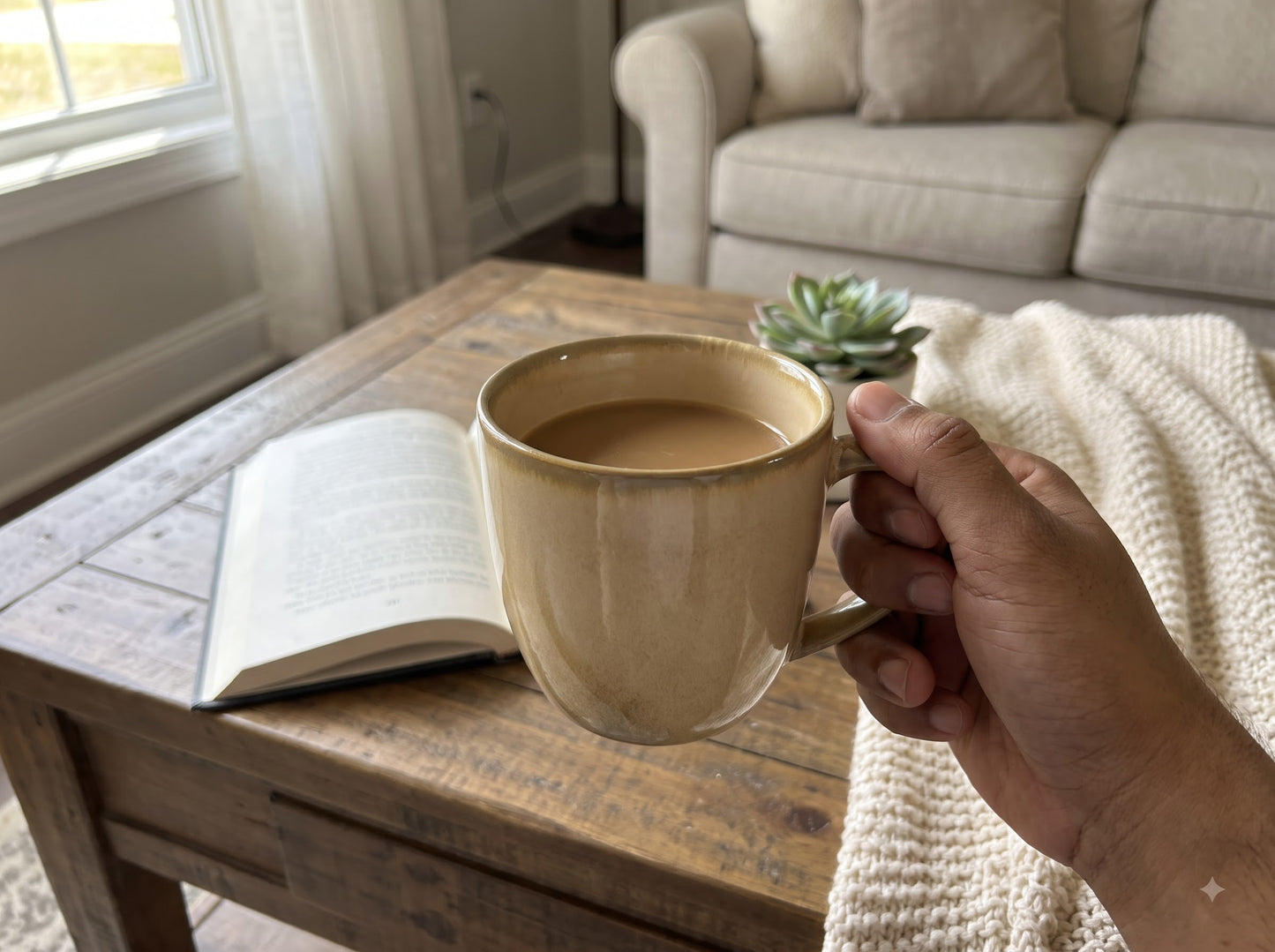 Ceramic Coffee Mug | Premium Reactive Glaze Tea & Coffee Cup | 300 ml Glossy Stoneware Mug for Home, Office, Café | Microwave & Dishwasher Safe | Beige