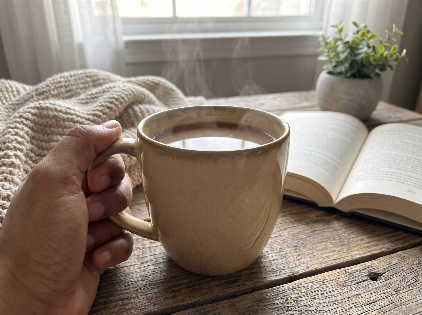 Ceramic Coffee Mug | Premium Reactive Glaze Tea & Coffee Cup | 300 ml Glossy Stoneware Mug for Home, Office, Café | Microwave & Dishwasher Safe | Beige