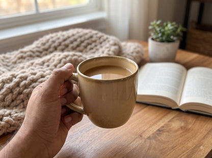 Ceramic Coffee Mug | Premium Reactive Glaze Tea & Coffee Cup | 300 ml Glossy Stoneware Mug for Home, Office, Café | Microwave & Dishwasher Safe | Beige