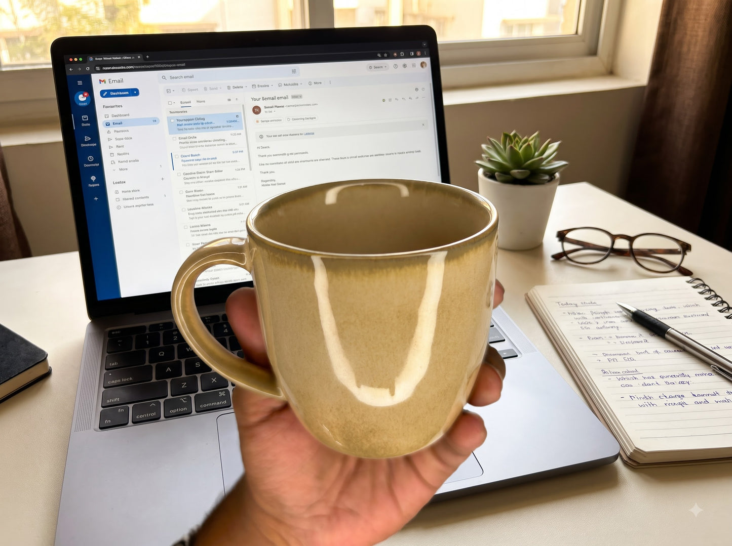 Ceramic Coffee Mug | Premium Reactive Glaze Tea & Coffee Cup | 300 ml Glossy Stoneware Mug for Home, Office, Café | Microwave & Dishwasher Safe | Beige