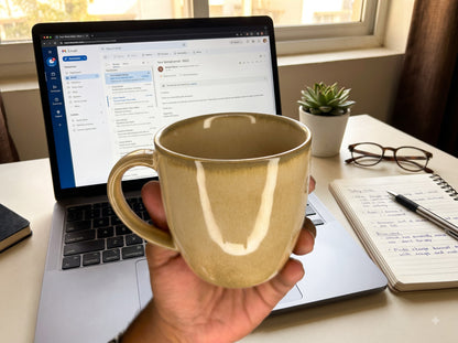 Ceramic Coffee Mug | Premium Reactive Glaze Tea & Coffee Cup | 300 ml Glossy Stoneware Mug for Home, Office, Café | Microwave & Dishwasher Safe | Beige