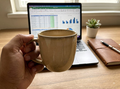 Ceramic Coffee Mug | Premium Reactive Glaze Tea & Coffee Cup | 300 ml Glossy Stoneware Mug for Home, Office, Café | Microwave & Dishwasher Safe | Beige
