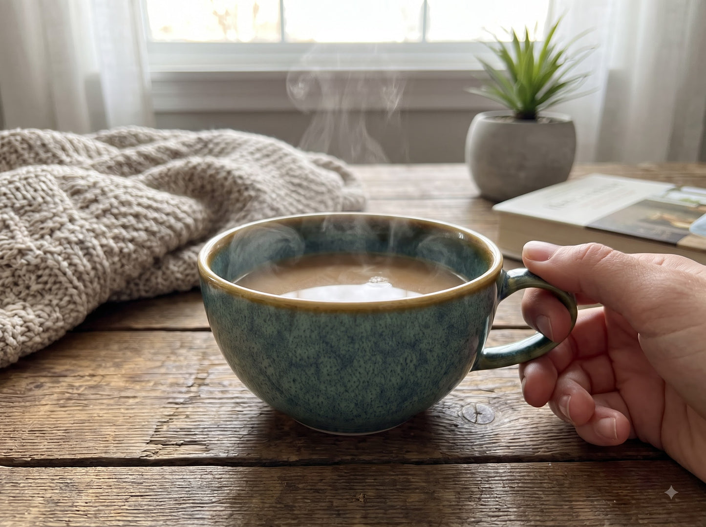 Coffee Mug, Premium Reactive Glaze Stoneware Ceramic Coffee Mug 300 ml, Sage Green & Teal Tea Cup with Comfortable Handle, Modern Coffee Mug for Home, Office & Gifting