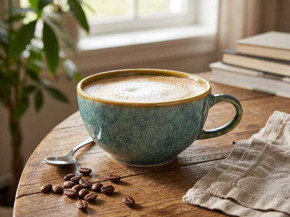 Coffee Mug, Premium Reactive Glaze Stoneware Ceramic Coffee Mug 300 ml, Sage Green & Teal Tea Cup with Comfortable Handle, Modern Coffee Mug for Home, Office & Gifting