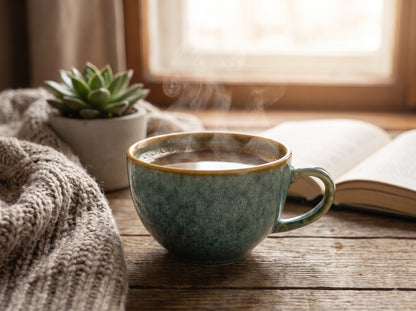 Coffee Mug, Premium Reactive Glaze Stoneware Ceramic Coffee Mug 300 ml, Sage Green & Teal Tea Cup with Comfortable Handle, Modern Coffee Mug for Home, Office & Gifting