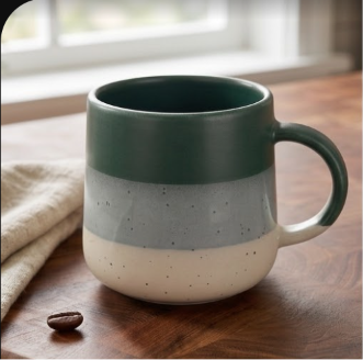 Coffee Mug, Green Tri-Tone Speckled Ceramic Mug with Comfortable Handle, Modern Tea & Coffee Mug for Men, Women, Home, Office & Gifting