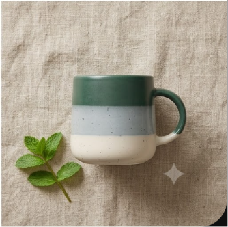 Coffee Mug, Green Tri-Tone Speckled Ceramic Mug with Comfortable Handle, Modern Tea & Coffee Mug for Men, Women, Home, Office & Gifting