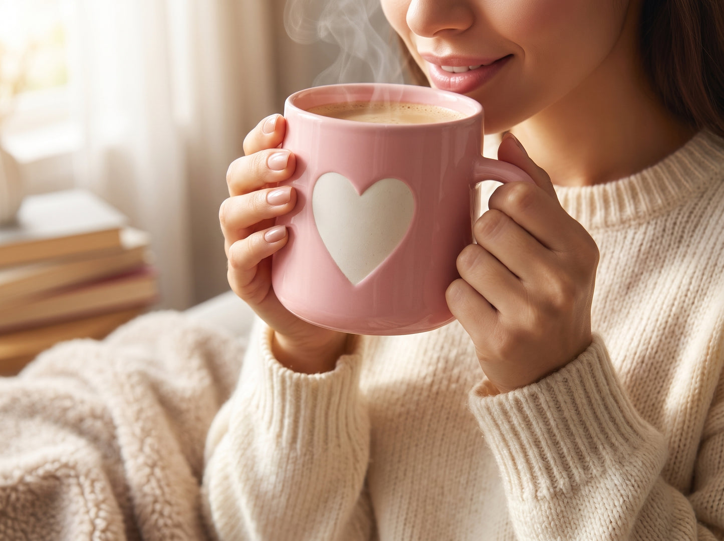 Coffee Mug, Pink Heart Design Ceramic Mug with Glossy Finish and Comfortable Handle, Tea & Coffee Mug for Women, Girls, Home, Office, Birthday & Valentine Gifting